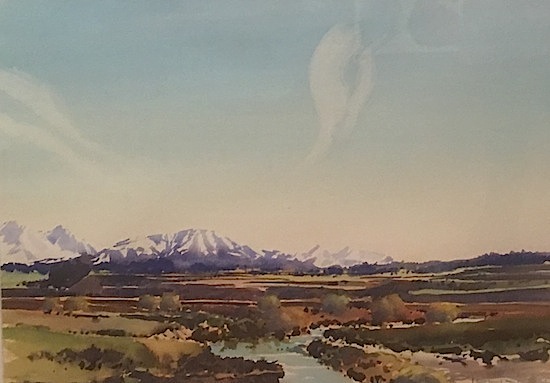 John Badcock | Mt Sommers Alps | watercolour | McAtamney Gallery and Design store | Geraldine NZ